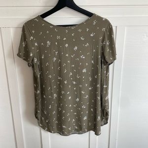 Lauren Conrad Green Floral Tie Back Cottagecore Blouse Women’s Size Medium